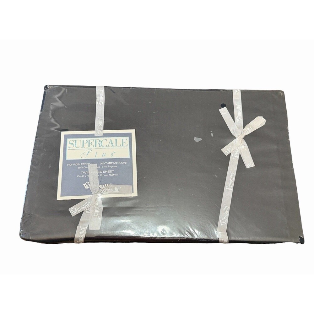 New Wamsutta Supercale Plus Twin Fitted Sheet Black Made in USA